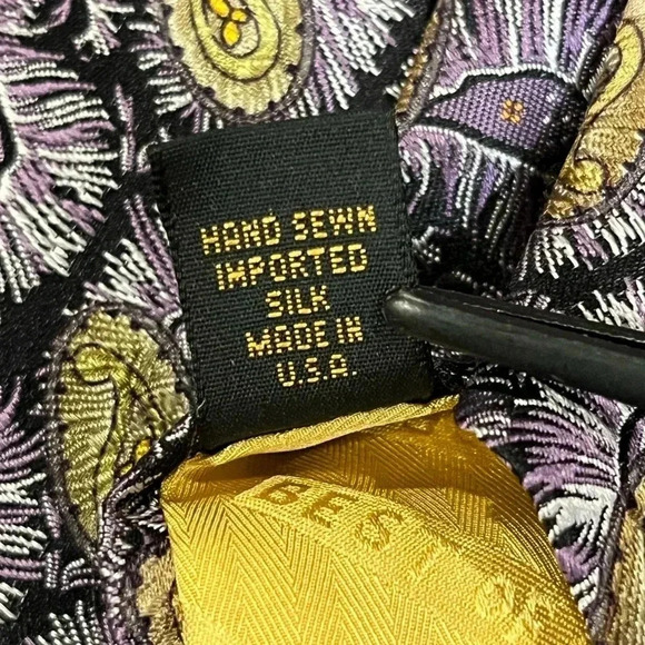 Robert Talbott Best of Class Mens Silk Necktie Purple Gold Ornate Paisley Tie - Picture 5 of 10